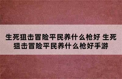 生死狙击冒险平民养什么枪好 生死狙击冒险平民养什么枪好手游